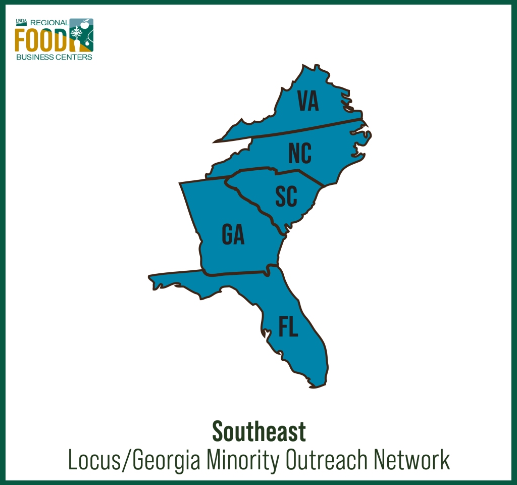 Map of Southeast Regional Food Business Center states.